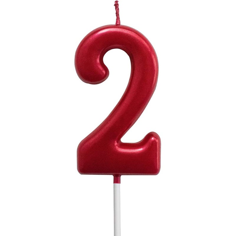 XNOVA Red Birthday Candles 2 Candle 2nd Two Years Cake Bady Roman Numberal Cool Number Candle No 20 21 22 23 25 24 26 28 27 29 - Image 1